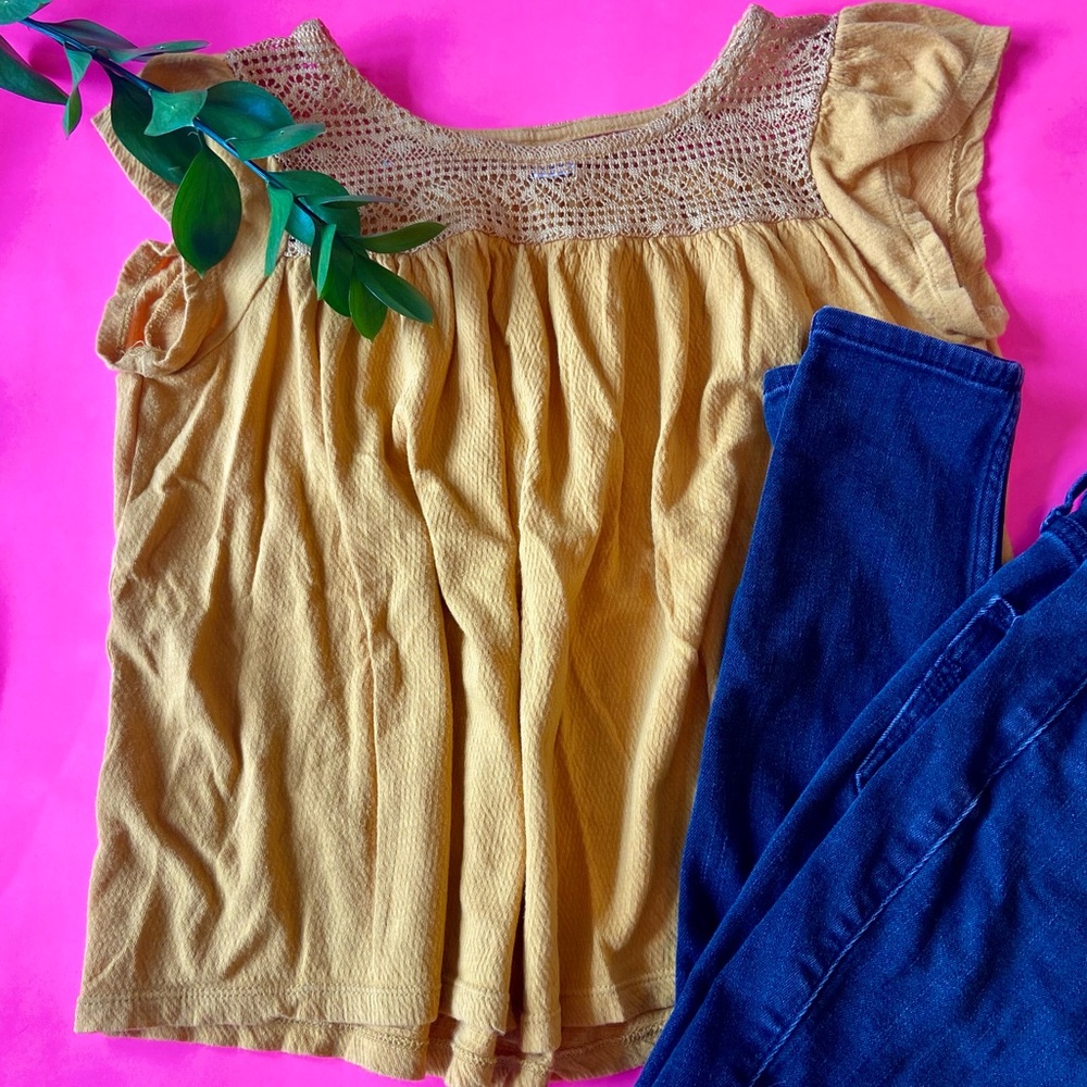 Old Navy Yellow Lace Top